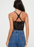 product Princess Polly Sleeveless Asymmetric Neckline  Wandella Lace Tank Black