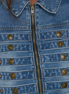 Kingstonn Military Denim Jacket Washed Blue