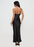 back view of model wearing Princess Polly Marilyn Maxi Dress Black Plunger 