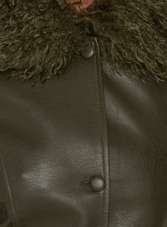 Zevvy Faux Fur Collared Jacket Green