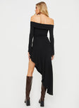 Princess Polly Asymmetric Neckline  Tunie Off The Shoulder Maxi Dress Black