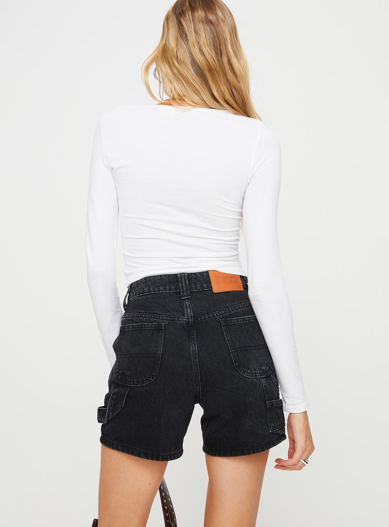 product Lou Carpenter Denim Shorts Washed Black Princess Polly Low Rise Shorts 