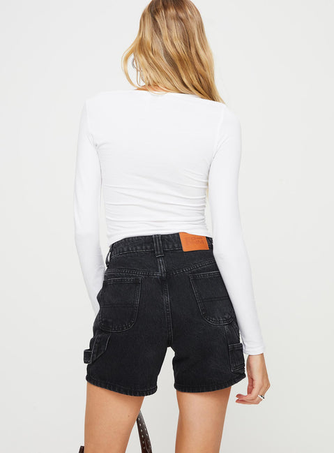 product Lou Carpenter Denim Shorts Washed Black Princess Polly Low Rise Shorts 