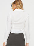 Long sleeve shirt Classic collar, sheer material, utton fastening down front  Non-stretch, unlined 