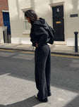 back view of model wearing Princess Polly All Day Straight Leg Sweatpants Washed Black High Waisted Pants 