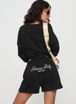 Princess Polly Track Shorts Cursive Text Black Sand