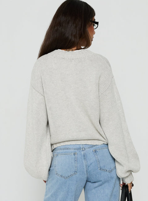 Edern Cardigan Hellgrau meliert