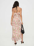 back view of model wearing Princess Polly Garys Midi Dress Cream Floral Plunger 