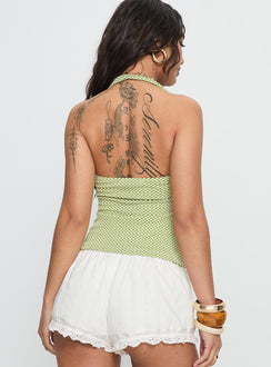 Zaelis Ring Detail Halter Top Green