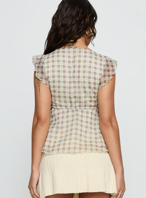Auroraah Frill Top Yellow Check