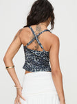 back view of model wearing Princess Polly Wandella Tank Leopard Sleeveless V-Neck 