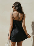 back view of model wearing Princess Polly Belong Together Mini Dress Black Square Neck 