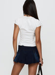 back view of model wearing Princess Polly Ricochet Belted Mini Skirt Dark Wash Mini Skirts 