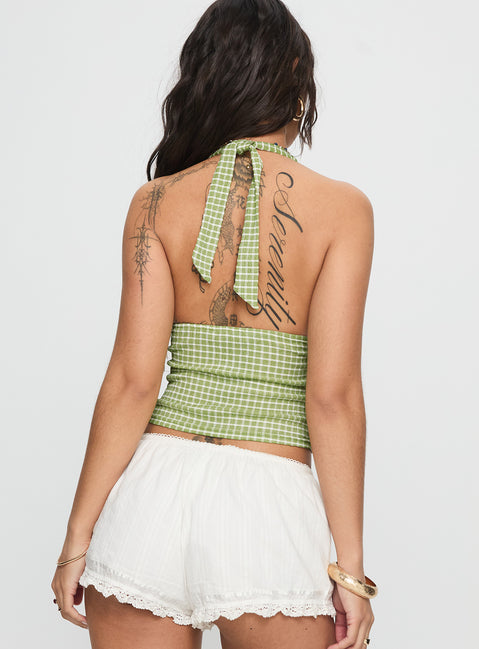 Whimsy Halter Top Sage Gingham