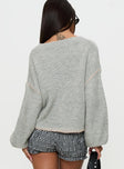 back view of model wearing Princess Polly Baby I'm Back Knit Sweater Grey / Pink 