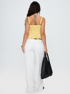 back view of model wearing Princess Polly Pedra Wide Leg Pant White Low Rise Pants 