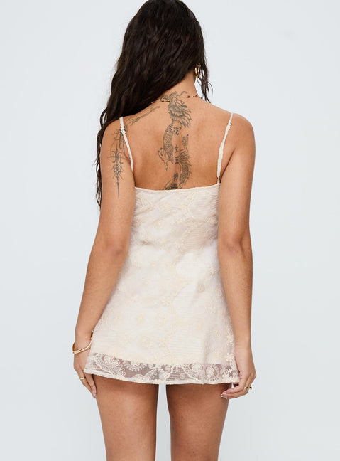 Immunitie Broiderie Mini Dress Cream