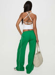 back view of model wearing Princess Polly Field Day Track Pants Green High Waisted Pants 