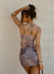 back view of model wearing Princess Polly Eustacia Top Leopard Sleeveless V-Neck 