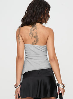 back view of model wearing Princess Polly Zechariah Strapless Top Silver Sleeveless straight 