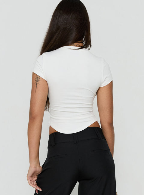 Valentinna Short Sleeve Curved Hem Top White
