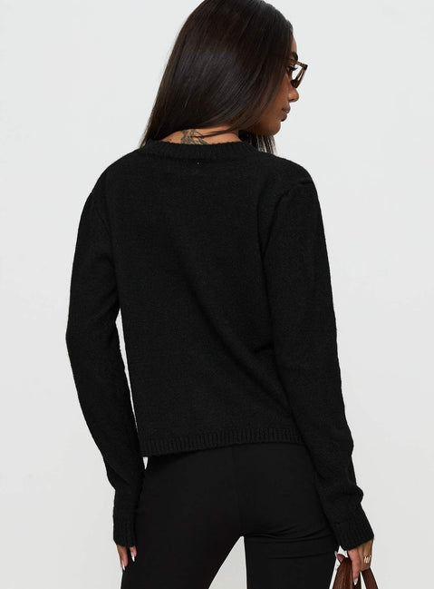 back view of model wearing Princess Polly Denmark Cardigan Black Cropped 