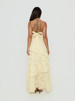 Lyricah Stufenmaxikleid mit Bindebändern Gelb