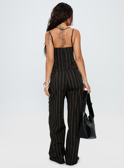 Kierstyn Corset Set Black Stripe Petite