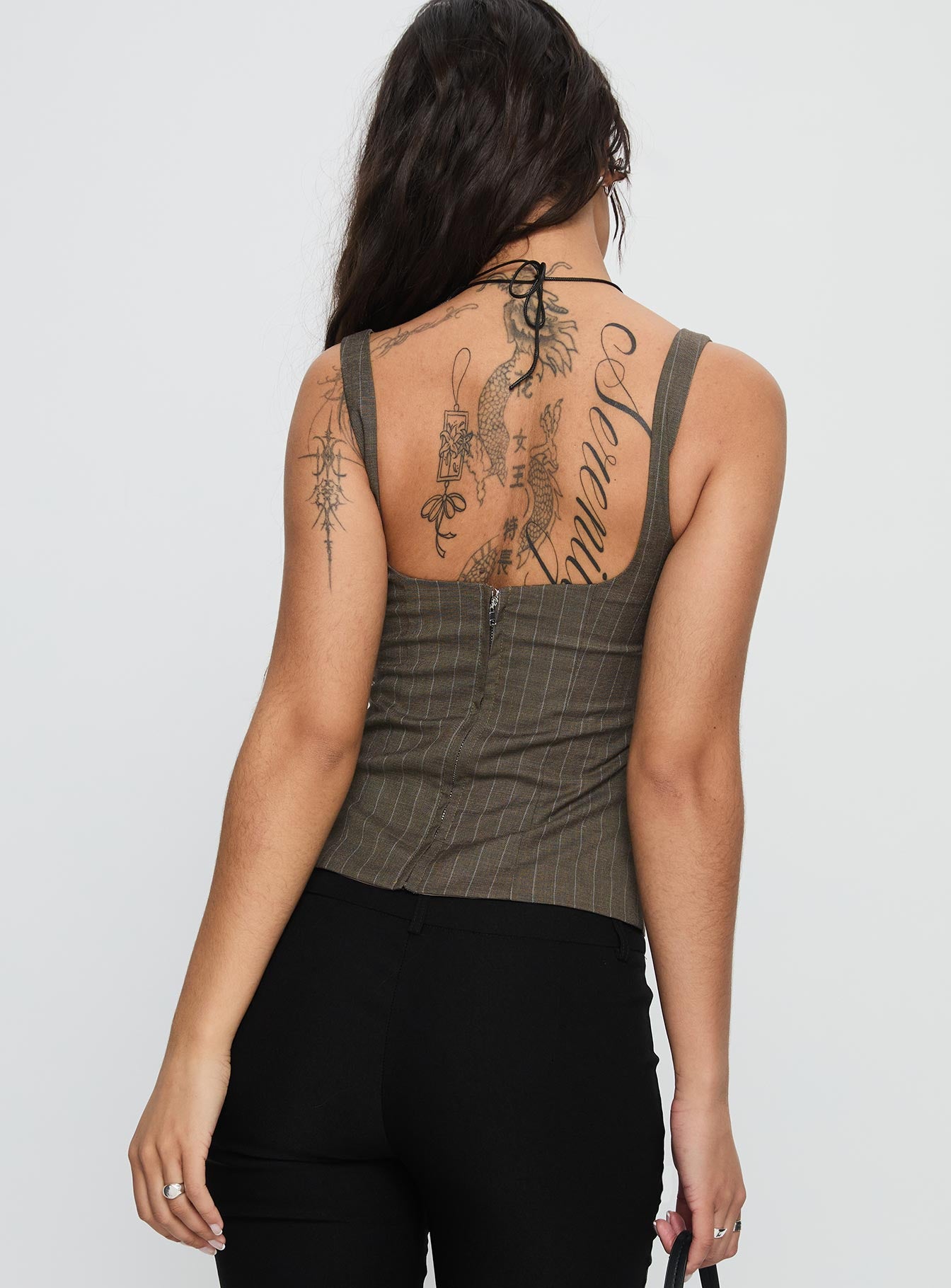 Nylen Tailored Suiting Top Brown Pinstripe