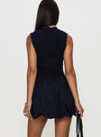 back view of model wearing Princess Polly Narnie Mini Dress Navy High Neck 