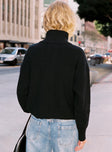 back view of model wearing Princess Polly Too Busy Zip Up Sweater Black 