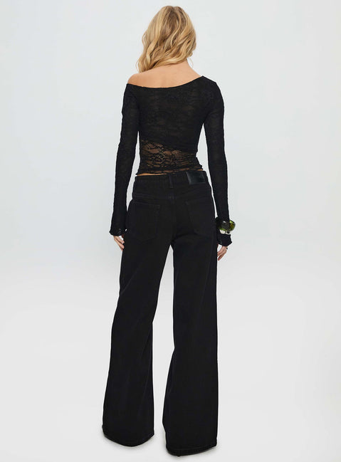 Mellowed Out Low Rise Straight Leg Jeans Washed Black