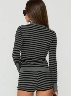 Lauraine Cardigan Grey / Black Stripe