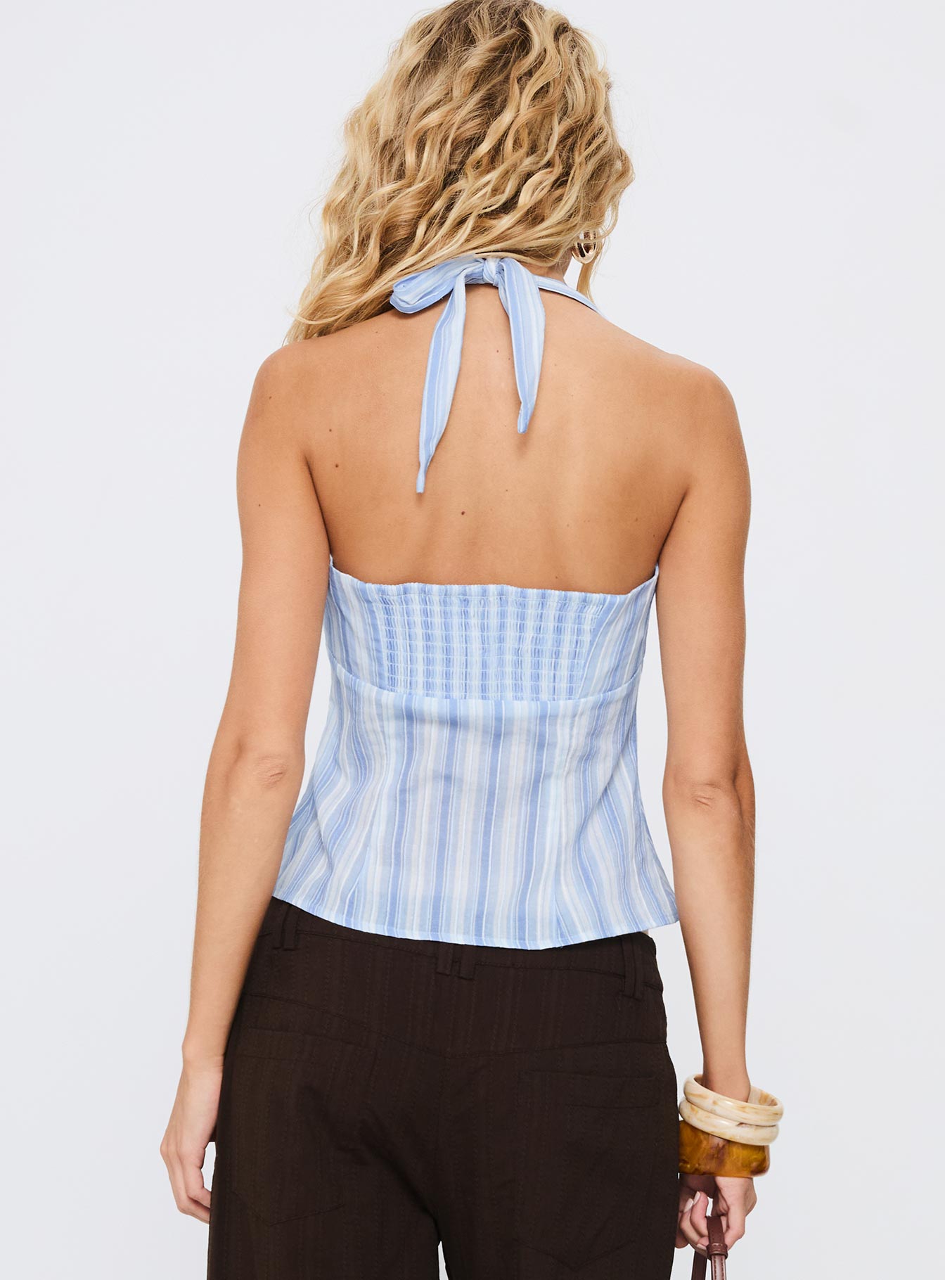 Isabetta Halter Top Blue Stripe