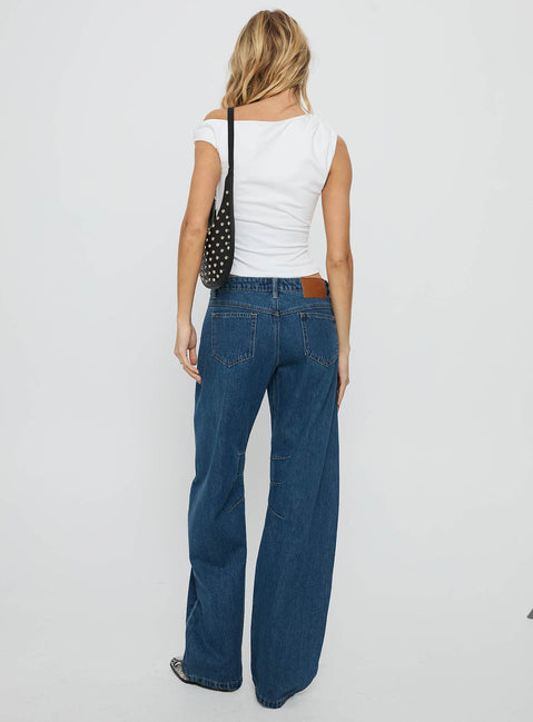 Tippie Low Rise Barrel Leg Jeans Mid Wash