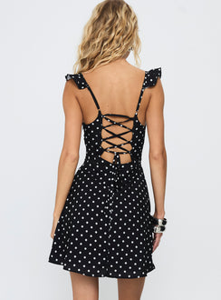Landon Mini Dress Black / Polka Dot