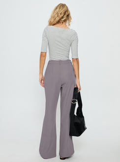 back view of model wearing Princess Polly Ambient Wide Leg Pant Grey High Waisted Pants 