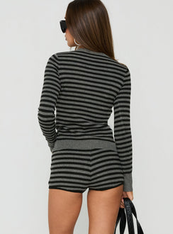 Asami Low Rise Micro Short Grau / Schwarz gestreift
