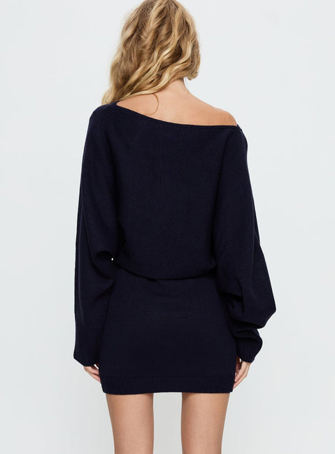 Bellamie Long Sleeve Mini Dress Navy