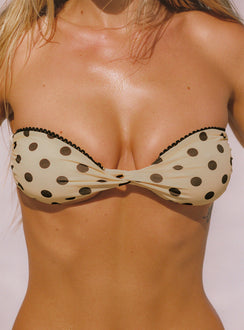 Tamrali Bandeau Bikini Top Yellow Polka Dot