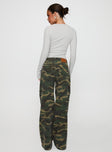 back view of model wearing Princess Polly Briony Jeans Camouflage Low Rise Jeans 