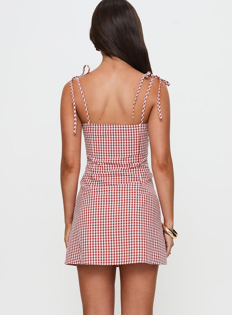 Burkes Mini Dress Red Check