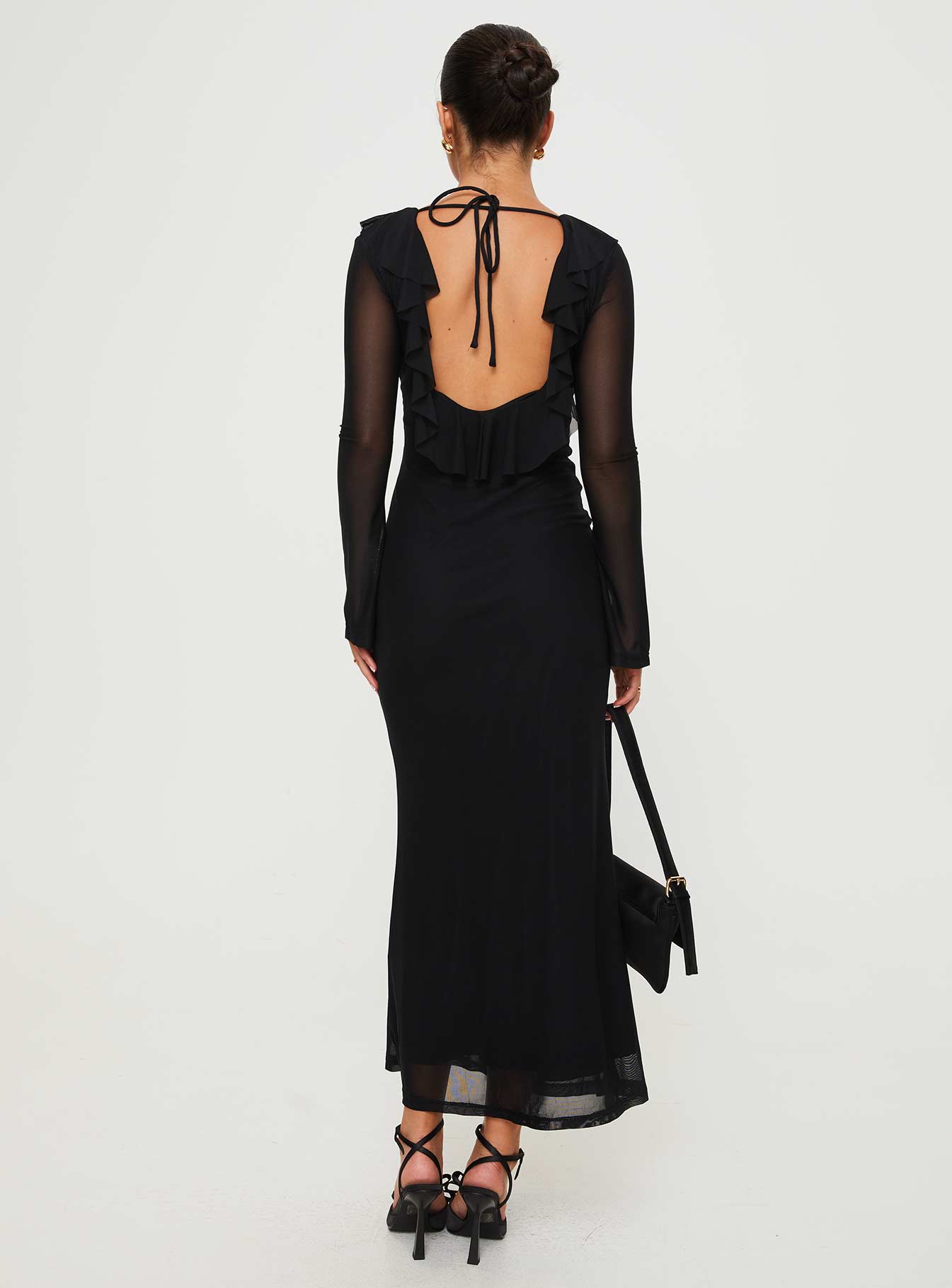product Princess Polly Asymmetric Neckline Asymmetric Neckline  Maskell Long Sleeve Maxi Dress Black