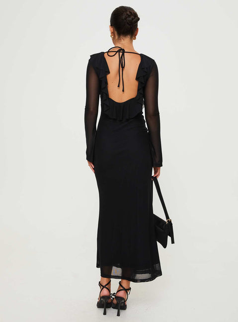 product Princess Polly Asymmetric Neckline Asymmetric Neckline  Maskell Long Sleeve Maxi Dress Black