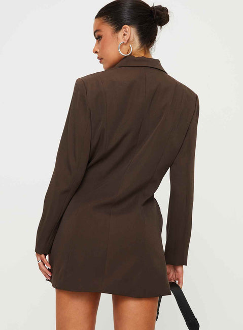 product Princess Polly High Neck  Simu Blazer Mini Dress Chocolate