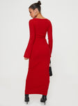 Princess Polly Asymmetric Neckline  Whitley Cut Out Knit Maxi Dress Red