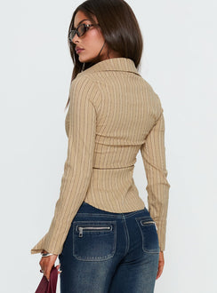Madlin Long Sleeve Top Brown Stripe