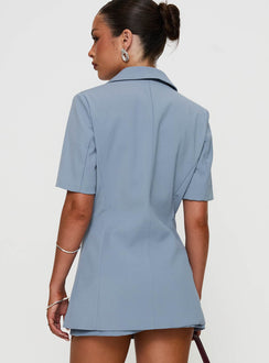 Bisou Bisou Short Sleeved Blazer Blue