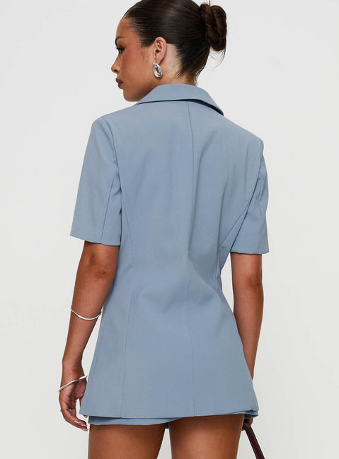 Bisou Bisou Short Sleeved Blazer Blue