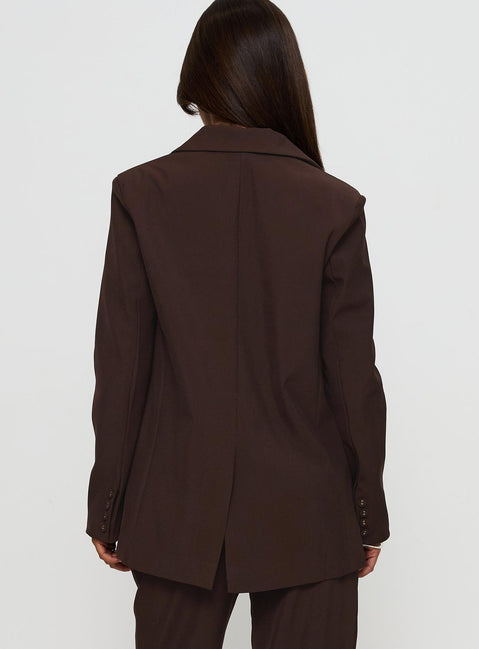 Crowd Pleaser Oversized Blazer Chocolate